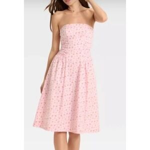 NEW Wild Fable Women's Ruched Poplin Midi Tube Dress Size Medium‎